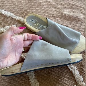 Free people grey leather slip ons